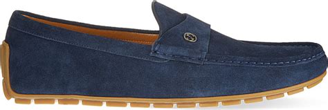 gucci peck logo suede penny loafers